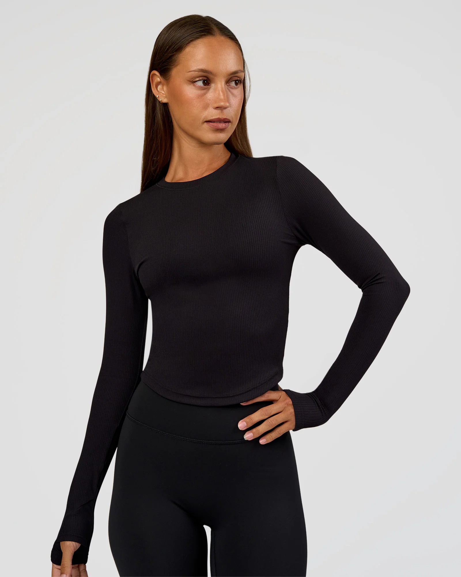 20707-flow-rib-long-sleeve-tee-black-1.webp Flow Rib Long Sleeve Tee - Black