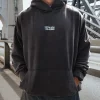 Runner’s Unisex Oversized Hoodie - Black Washed-White