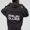 Runner’s Unisex Oversized Hoodie - Black Washed-White