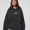 Runner’s Unisex Oversized Hoodie - Black Washed-White