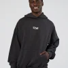 Runner’s Unisex Oversized Hoodie - Black Washed-White