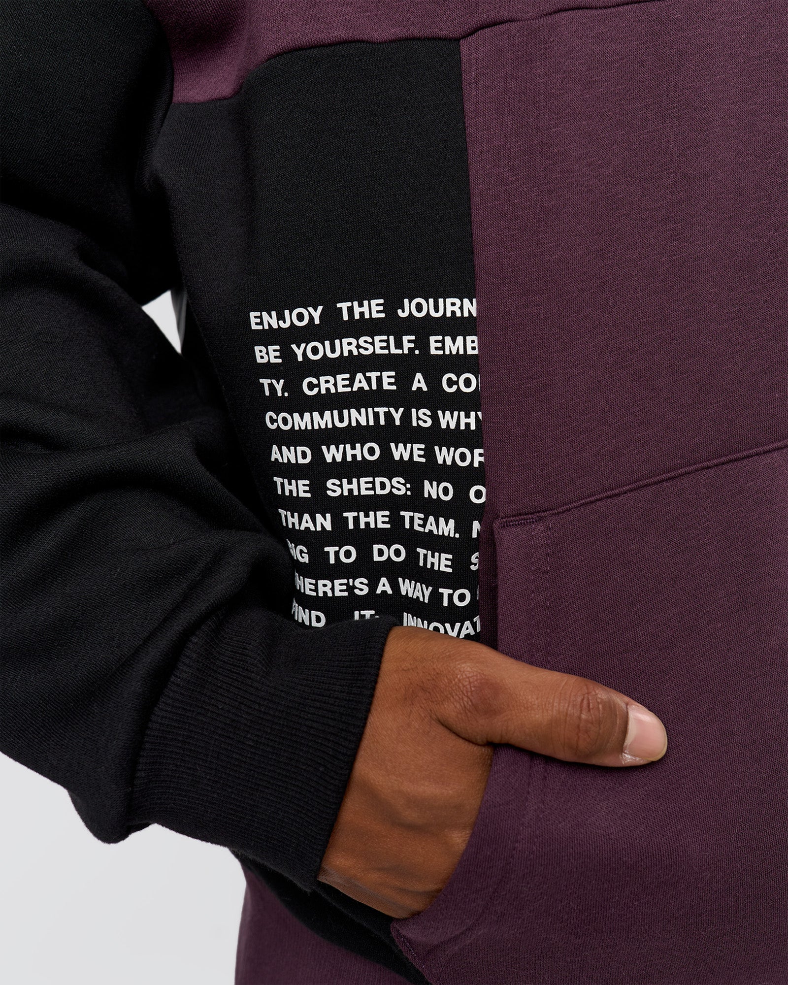 Deconstructed Fleece Hoodie - Caviar-Midnight Plum