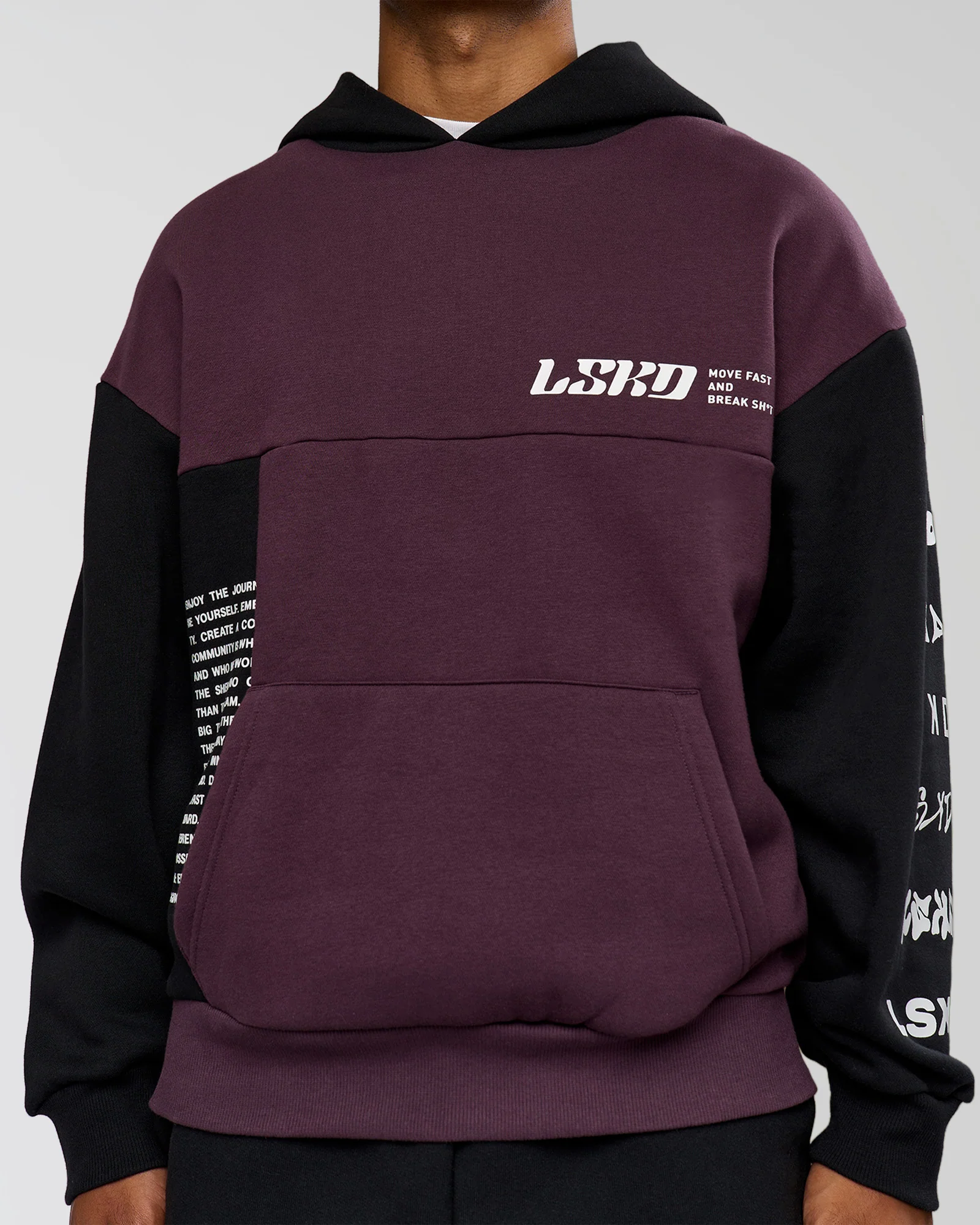 Deconstructed Fleece Hoodie - Caviar-Midnight Plum