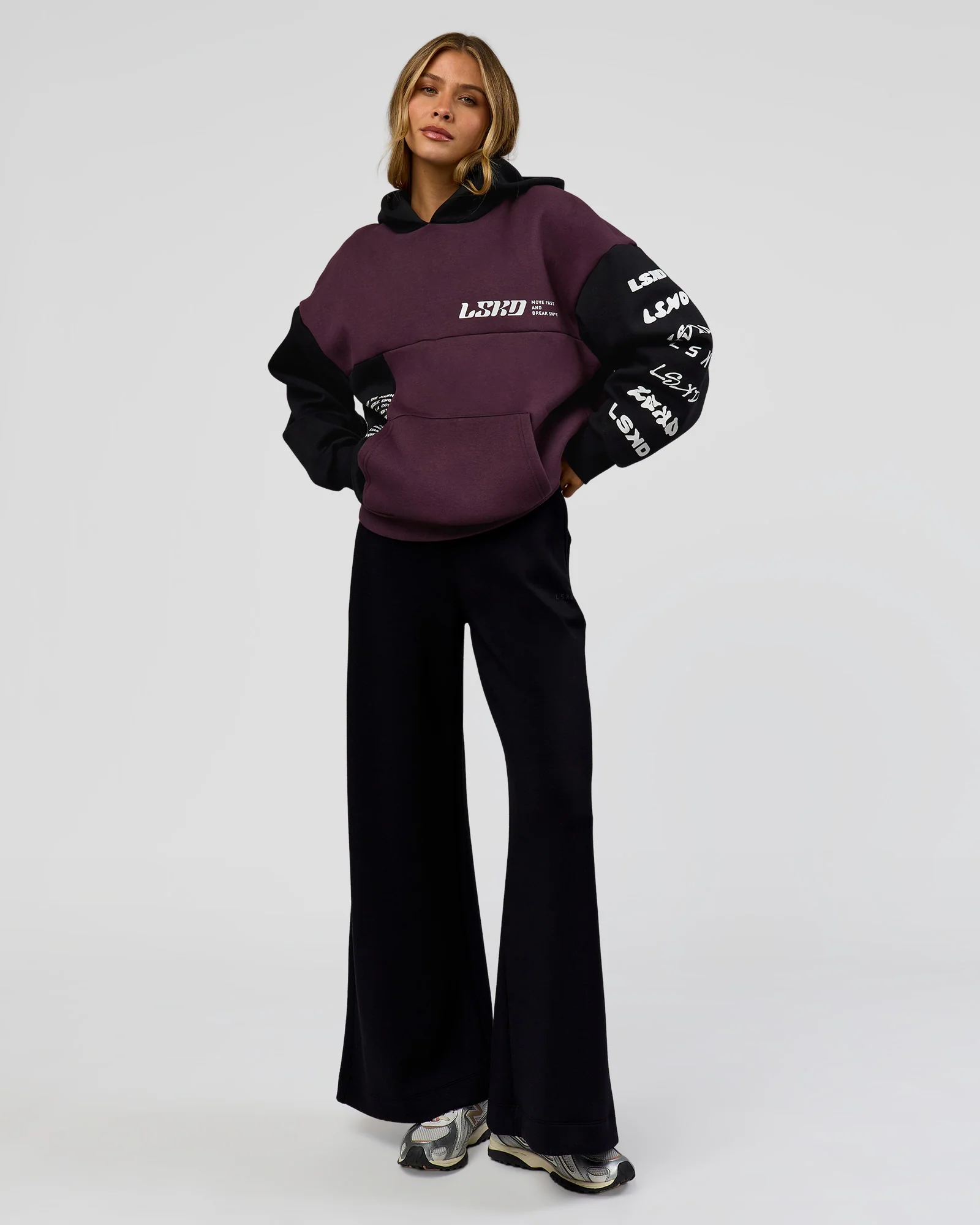 Deconstructed Fleece Hoodie - Caviar-Midnight Plum