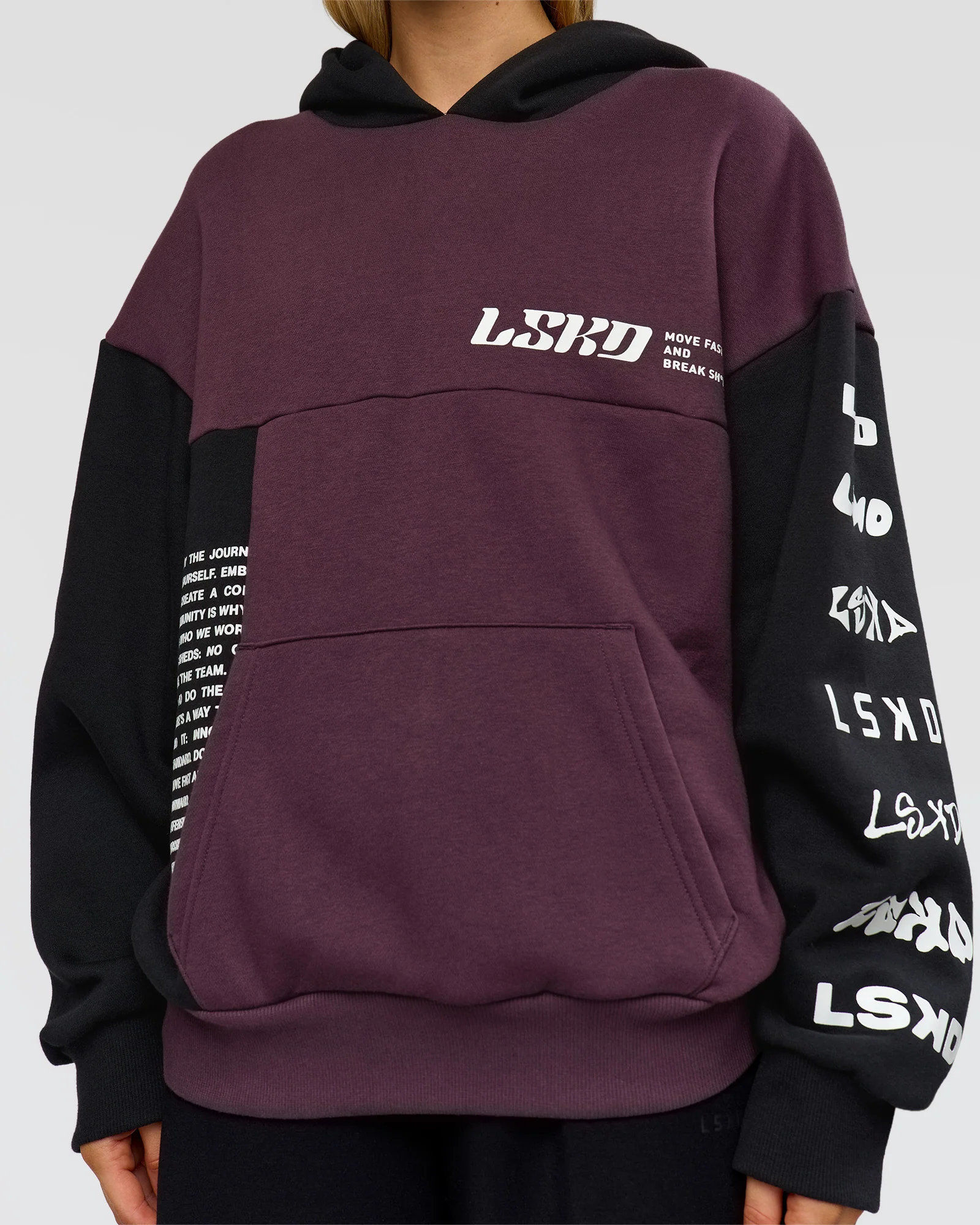 Deconstructed Fleece Hoodie - Caviar-Midnight Plum