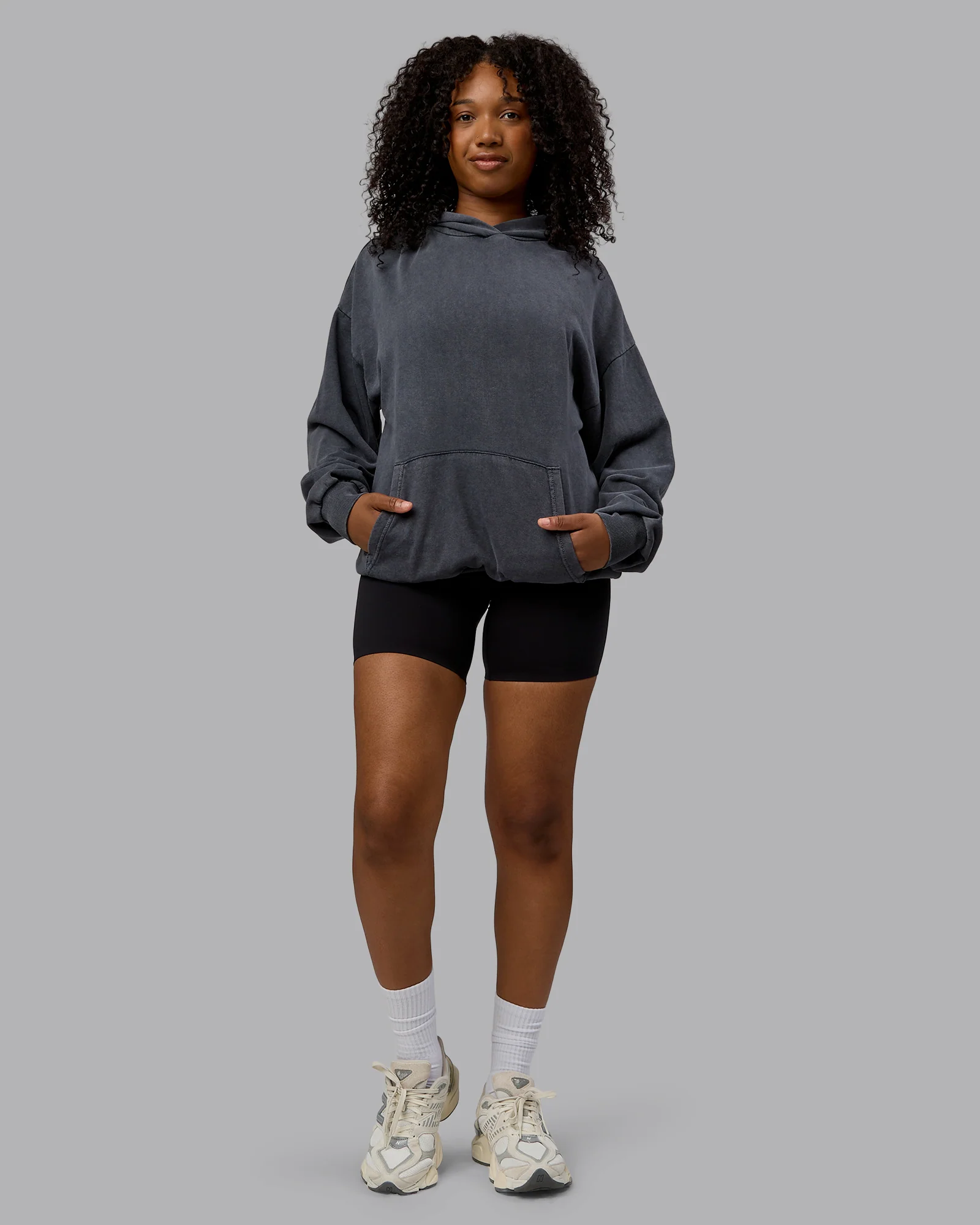 Set the Standard Washed Oversized Hoodie - Black-Greyish Purple