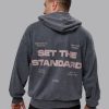 Set the Standard Washed Oversized Hoodie - Black-Greyish Purple