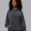 Set the Standard Washed Oversized Hoodie - Black-Greyish Purple