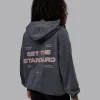 Set the Standard Washed Oversized Hoodie - Black-Greyish Purple