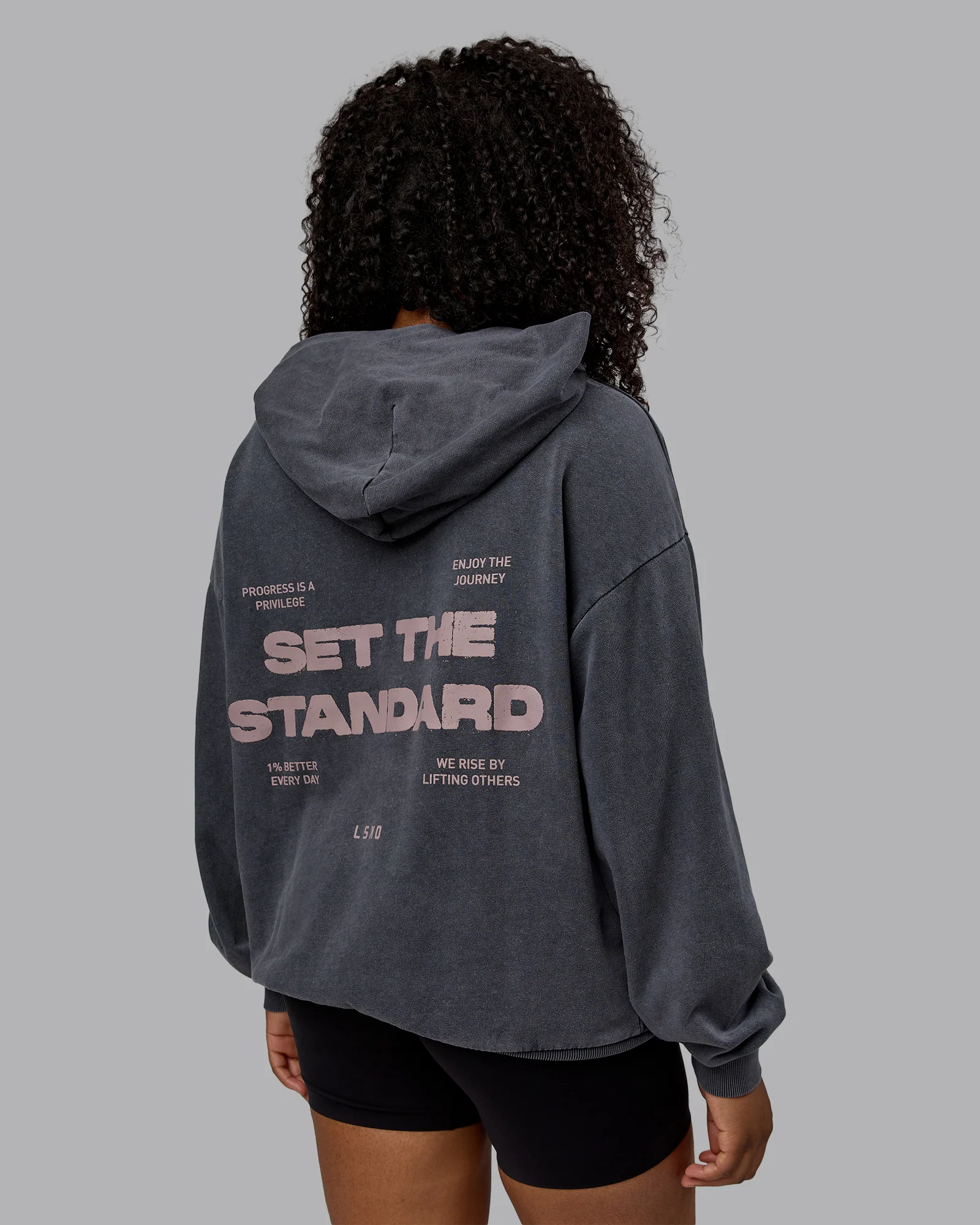 Set the Standard Washed Oversized Hoodie - Black-Greyish Purple