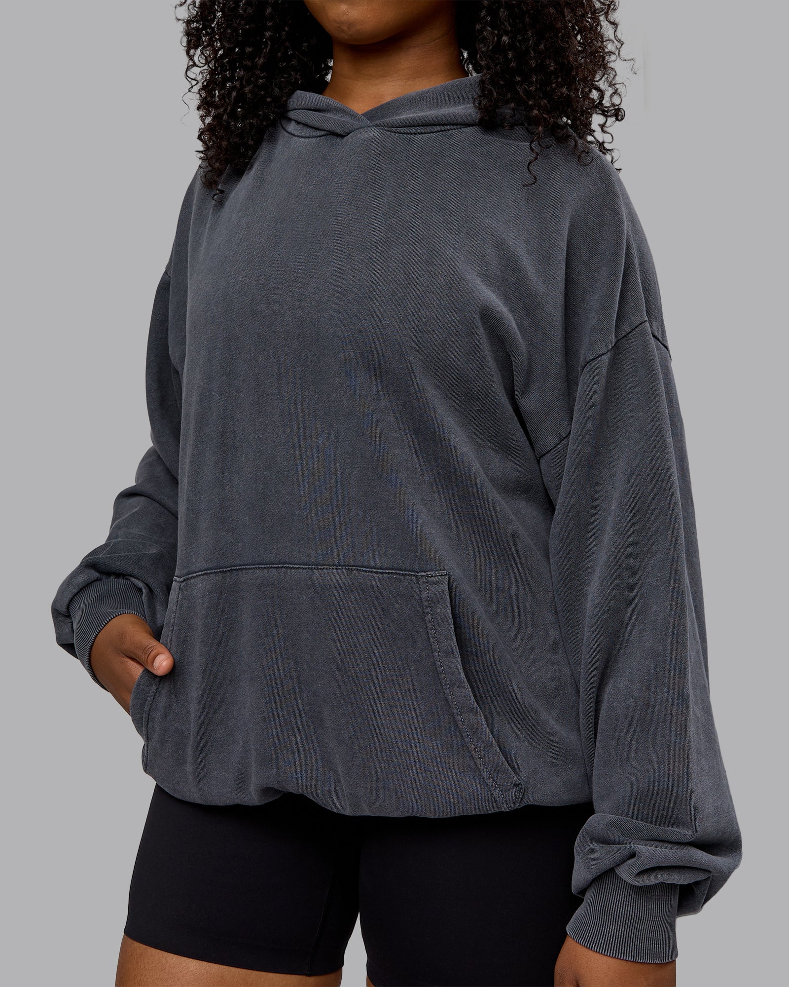 Set the Standard Washed Oversized Hoodie - Black-Greyish Purple