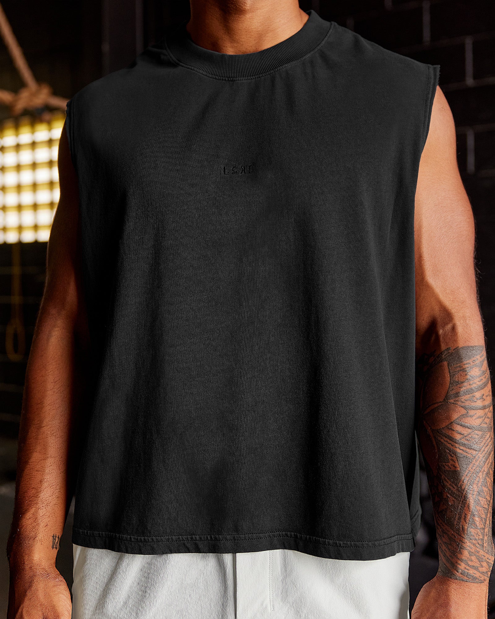 Oversized Heavyweight Boxed Tank - Washed Black