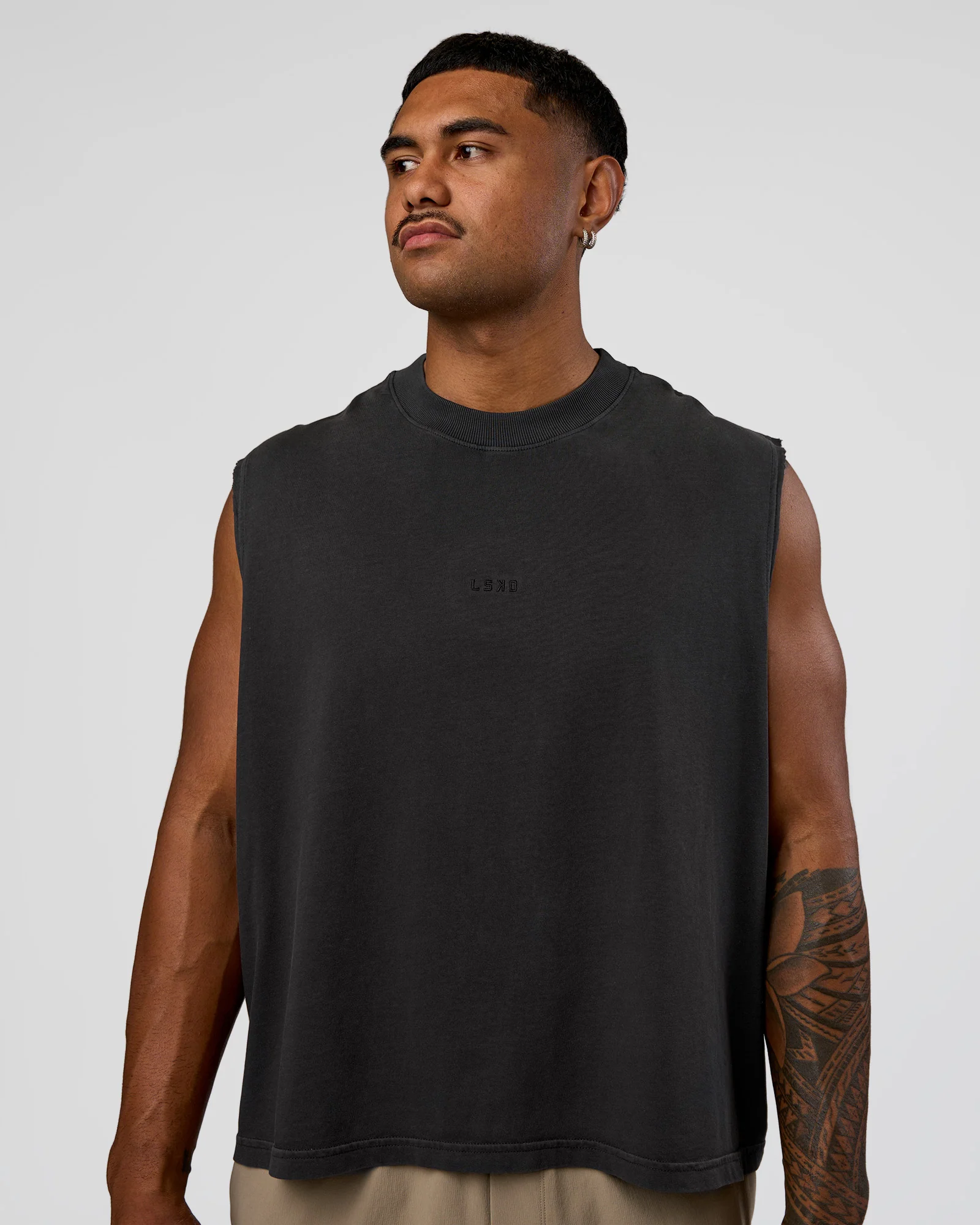 Oversized Heavyweight Boxed Tank - Washed Black