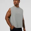 Oversized Heavyweight Boxed Tank - Light Grey Marl