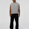 Oversized Heavyweight Boxed Tank - Light Grey Marl