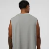 Oversized Heavyweight Boxed Tank - Light Grey Marl
