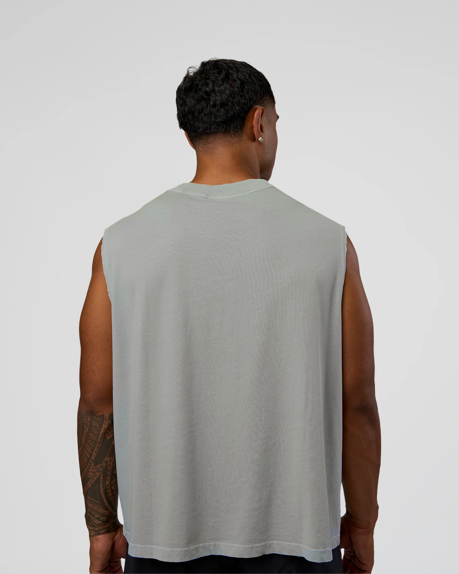 Oversized Heavyweight Boxed Tank - Light Grey Marl