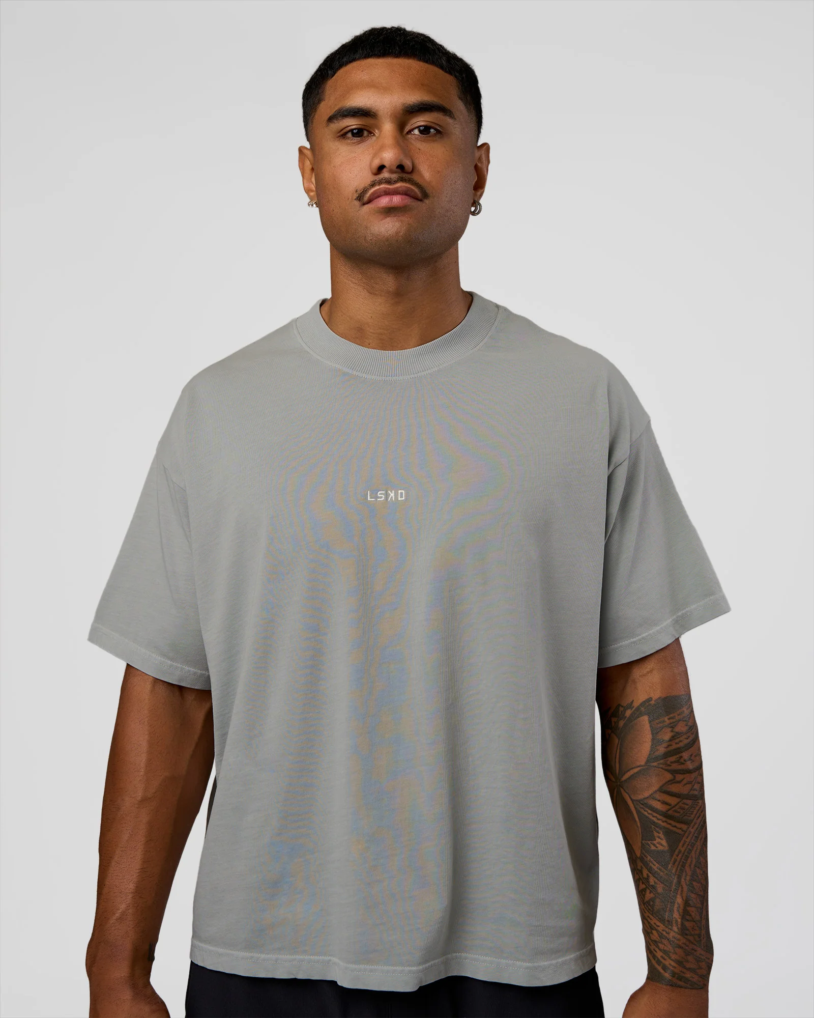 Oversized Heavyweight Boxed Tee - Light Grey Marl