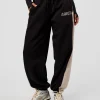 Power Play Stitch Up Fleece Sweat Pant - Black-Shale Beige
