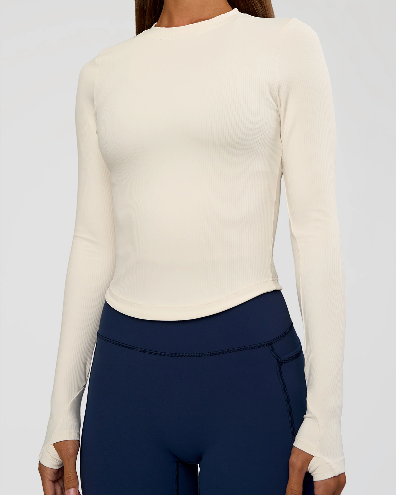 Flow Rib Long Sleeve Tee - Off White