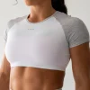 Run With It Ultra Cropped Tee - White-Grey Marl