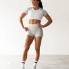 Run With It Ultra Cropped Tee - White-Grey Marl