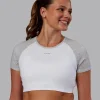 Run With It Ultra Cropped Tee - White-Grey Marl