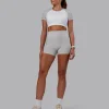 Run With It Ultra Cropped Tee - White-Grey Marl