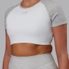 Run With It Ultra Cropped Tee - White-Grey Marl