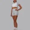 Run With It Ultra Cropped Tee - White-Grey Marl