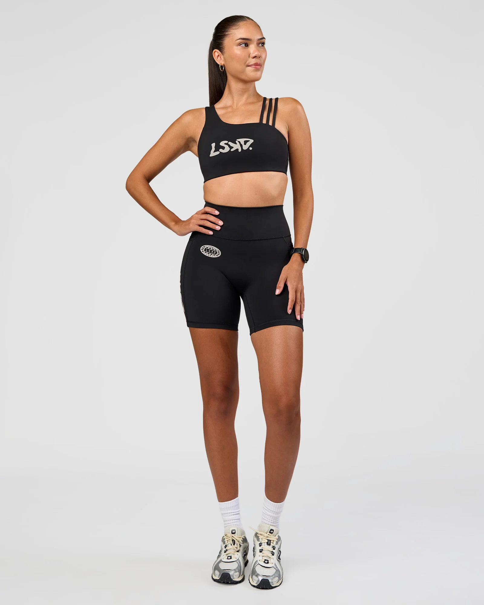 Galvanise Hype Graphic Sports Bra 2.0 - Black-Alloy