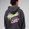 Miami Vibe Oversized Hoodie - Dark Storm-Marshmallow