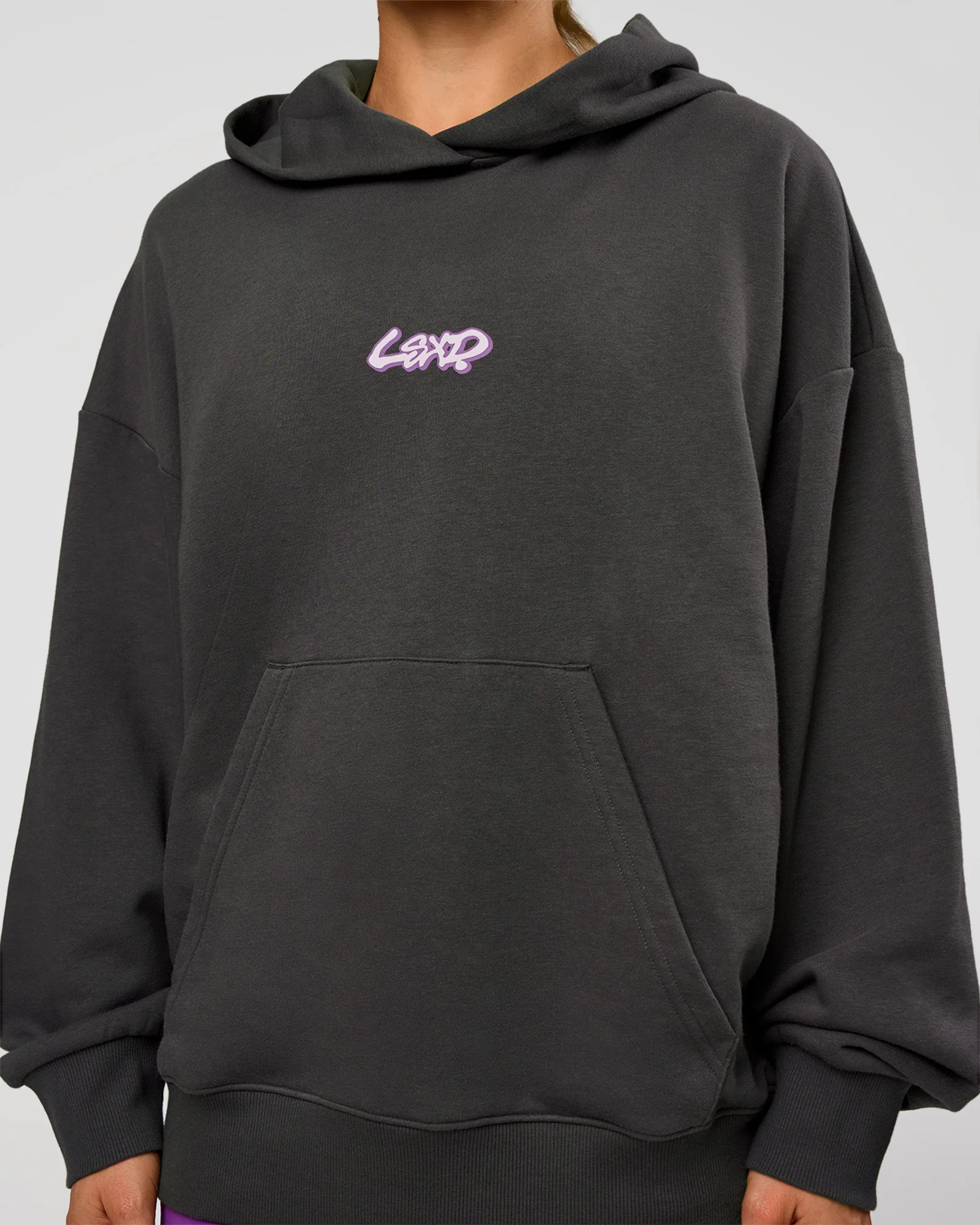 Miami Vibe Oversized Hoodie - Dark Storm-Marshmallow