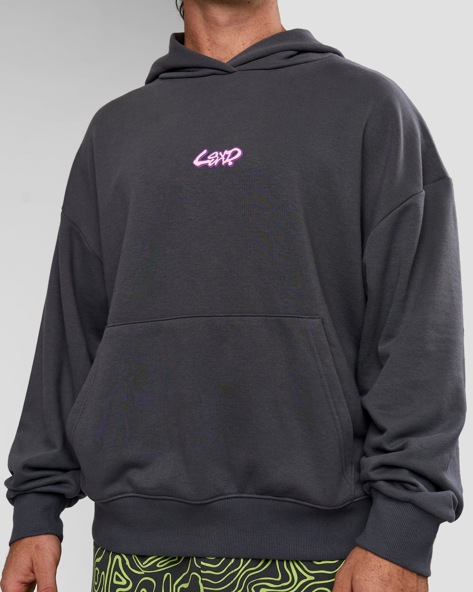 Miami Vibe Oversized Hoodie - Dark Storm-Marshmallow