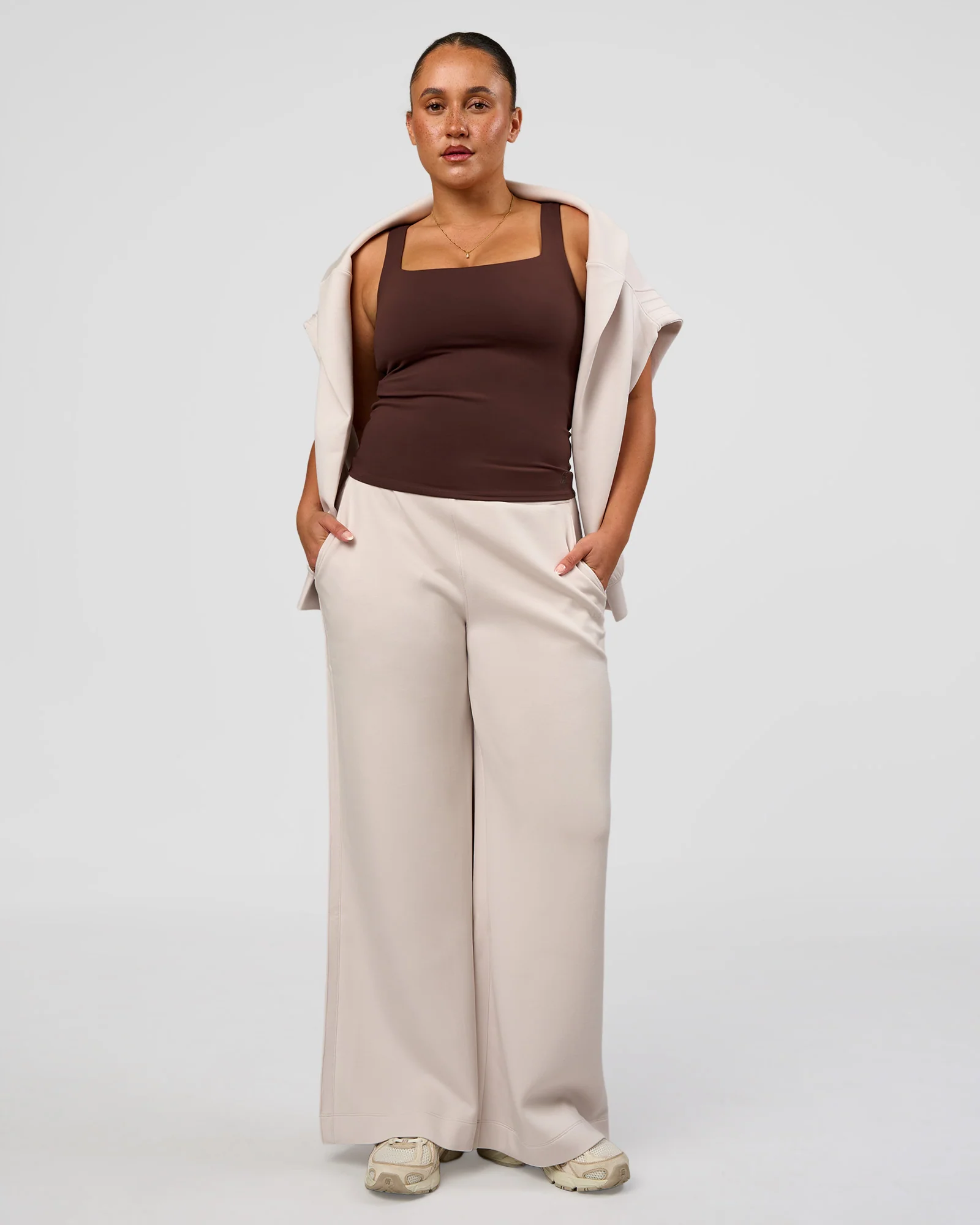CF Elevate SoftTouch Pintuck Wide Leg Pant - Clay