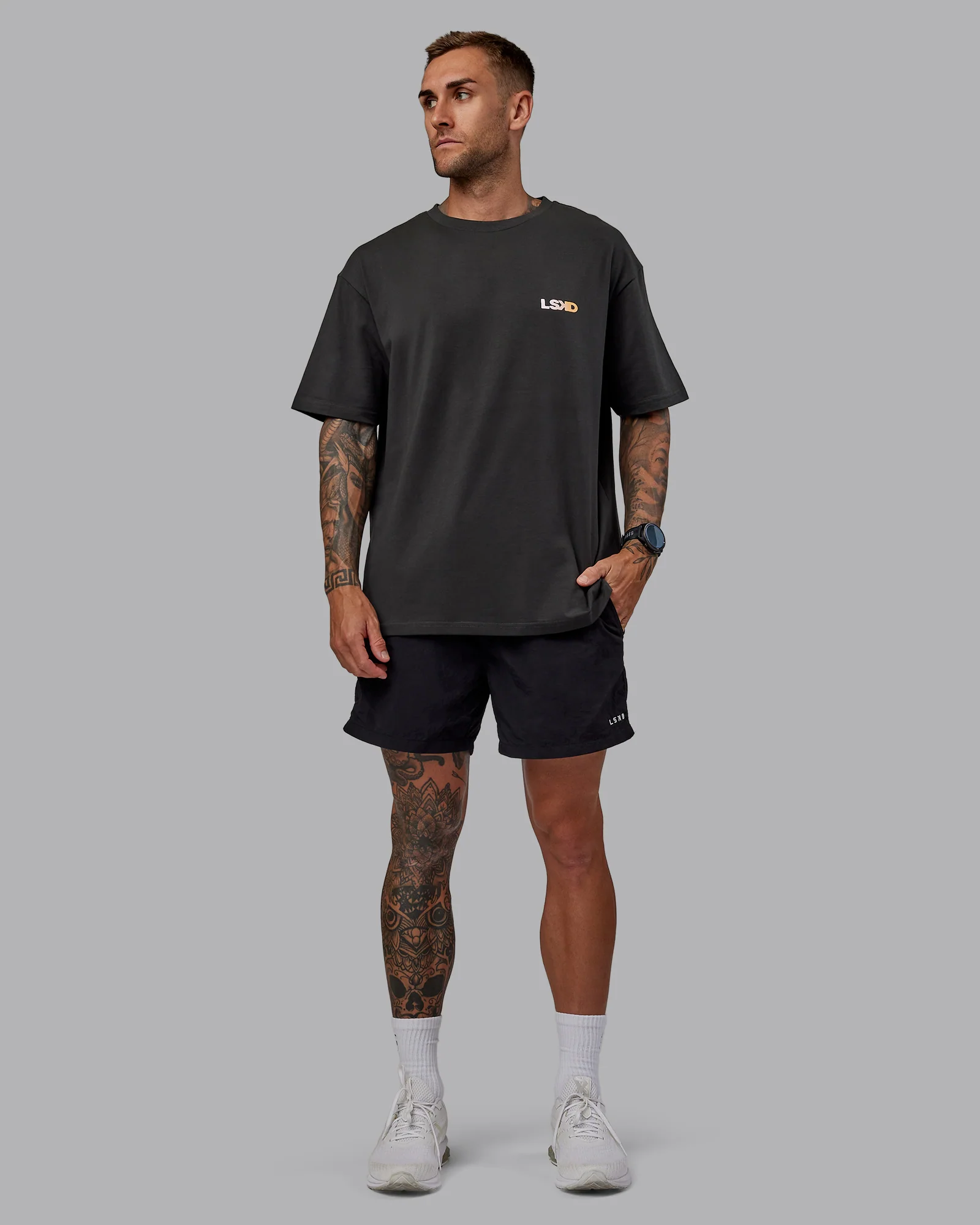 E.T.J FLXCotton Tee Oversize - Pirate Black-Pop Pink