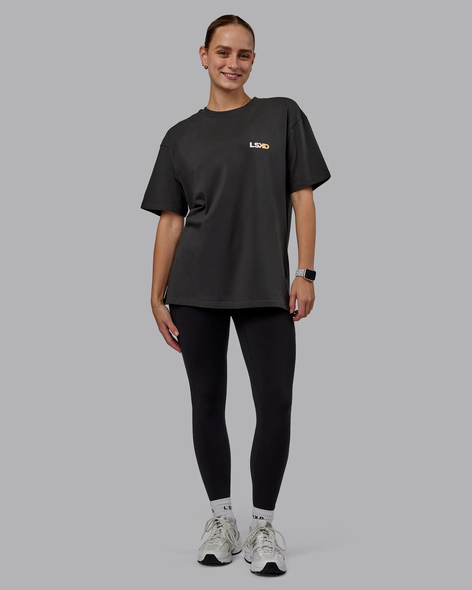 E.T.J FLXCotton Tee Oversize - Pirate Black-Pop Pink