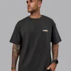 E.T.J FLXCotton Tee Oversize - Pirate Black-Pop Pink