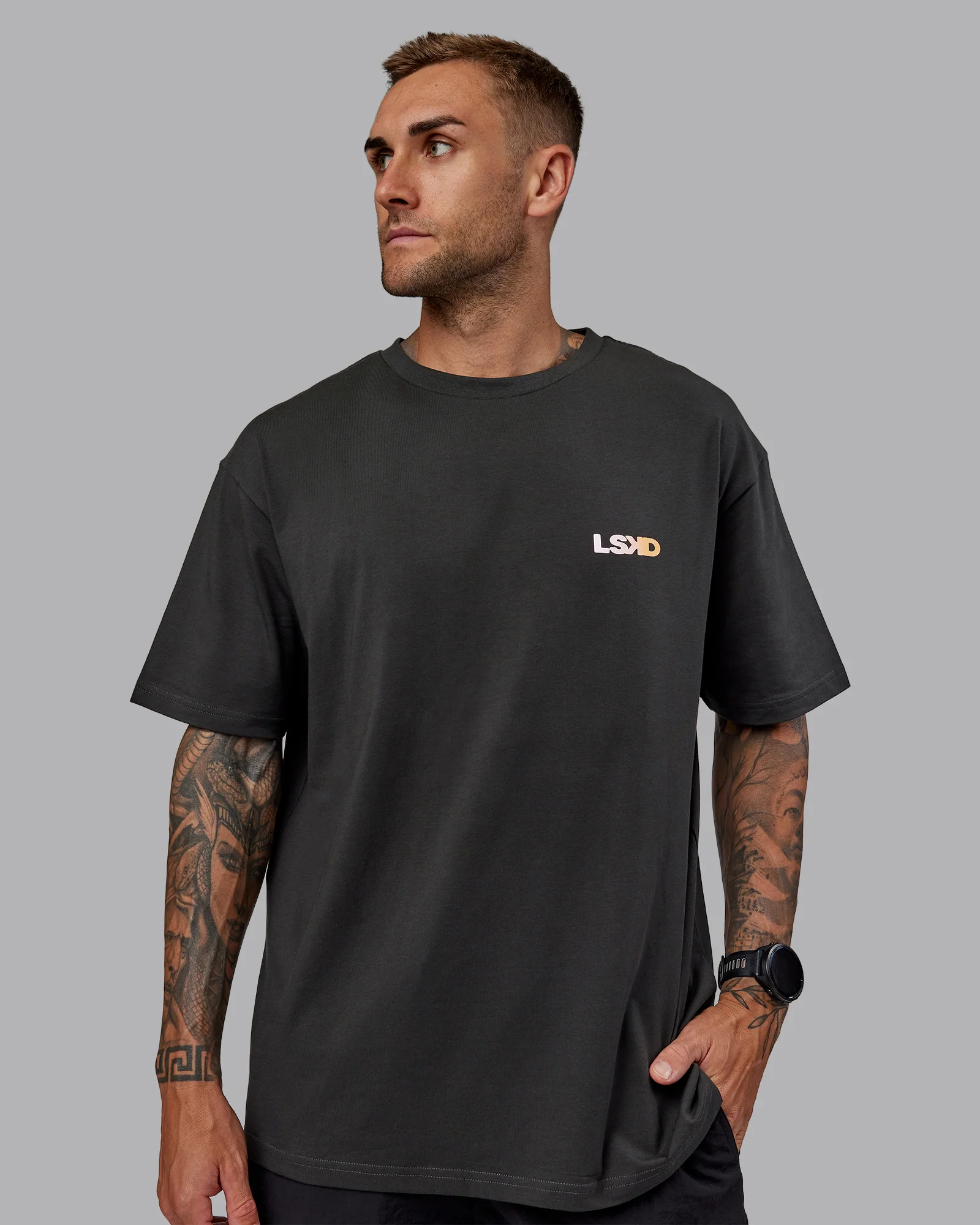 E.T.J FLXCotton Tee Oversize - Pirate Black-Pop Pink