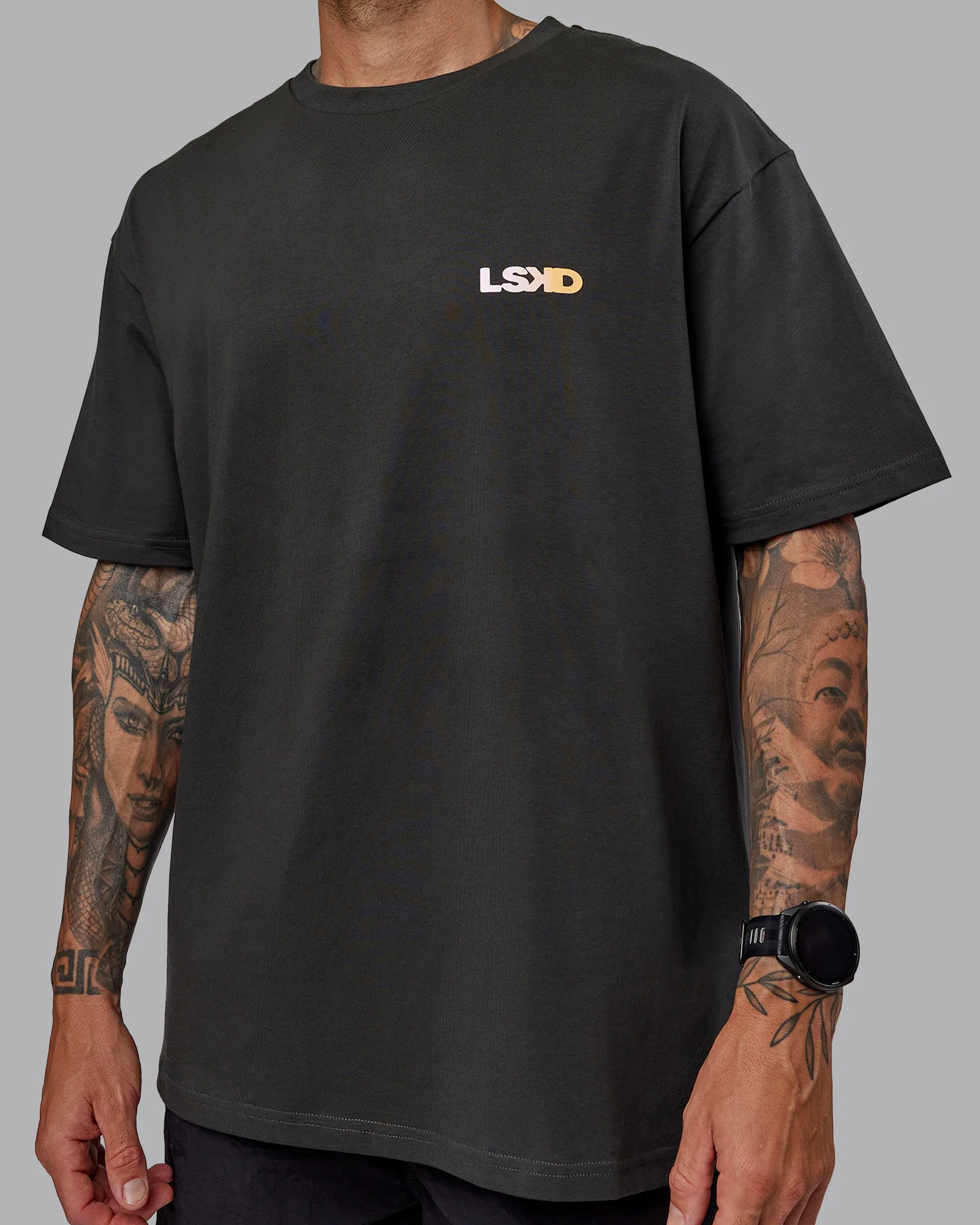 E.T.J FLXCotton Tee Oversize - Pirate Black-Pop Pink