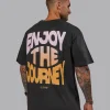 E.T.J FLXCotton Tee Oversize - Pirate Black-Pop Pink