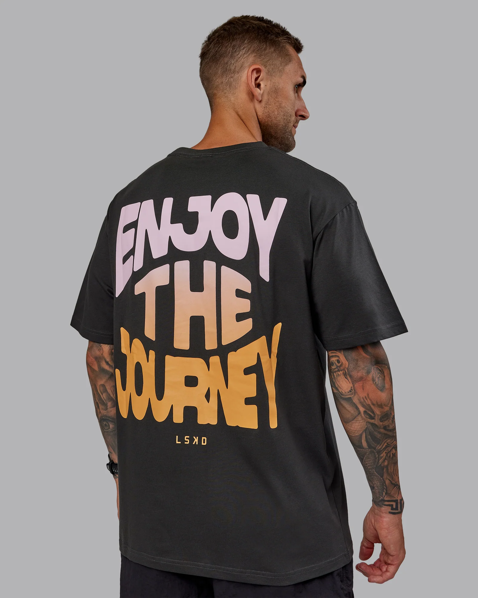 E.T.J FLXCotton Tee Oversize - Pirate Black-Pop Pink