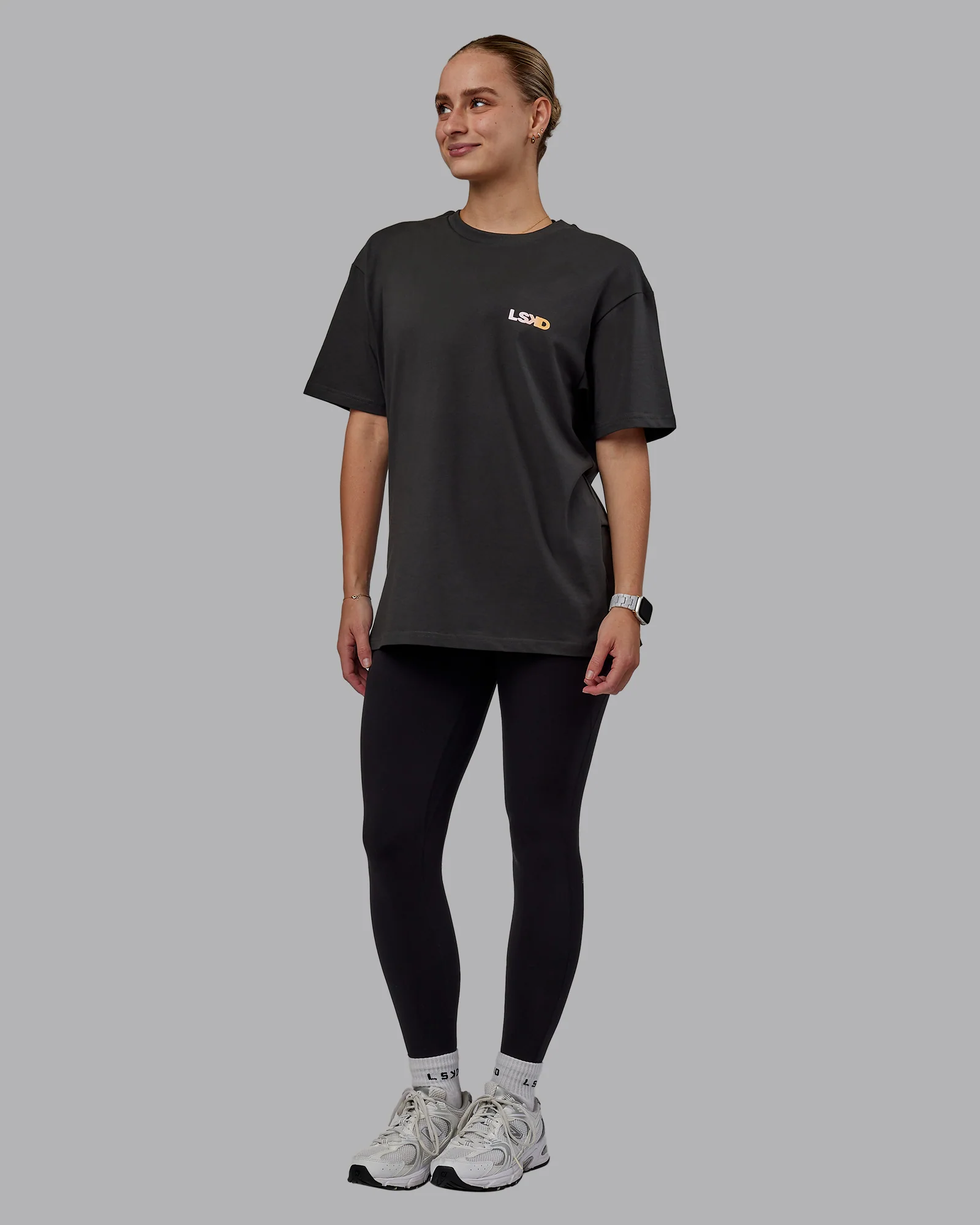 E.T.J FLXCotton Tee Oversize - Pirate Black-Pop Pink