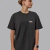 E.T.J FLXCotton Tee Oversize - Pirate Black-Pop Pink
