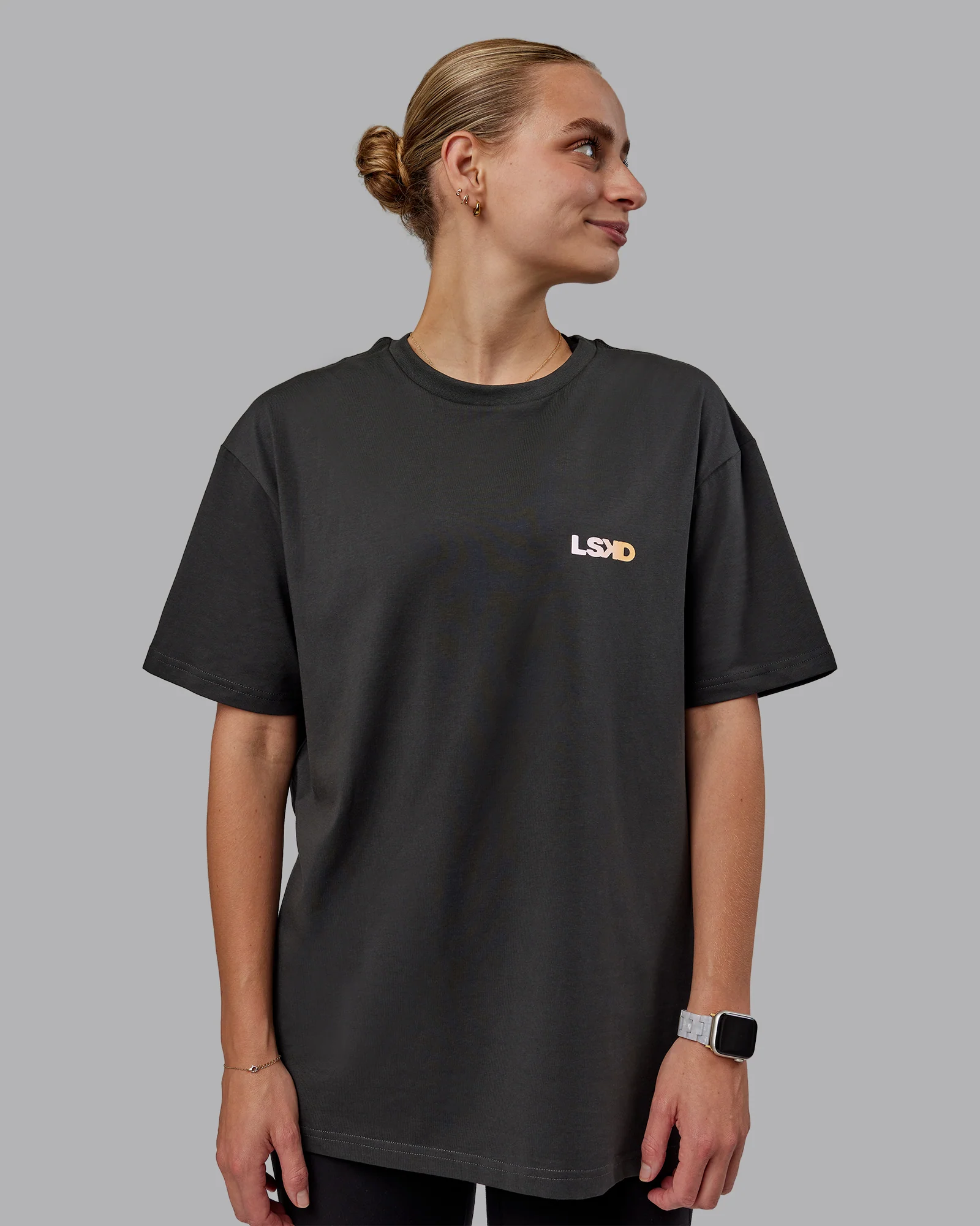 E.T.J FLXCotton Tee Oversize - Pirate Black-Pop Pink