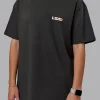 E.T.J FLXCotton Tee Oversize - Pirate Black-Pop Pink