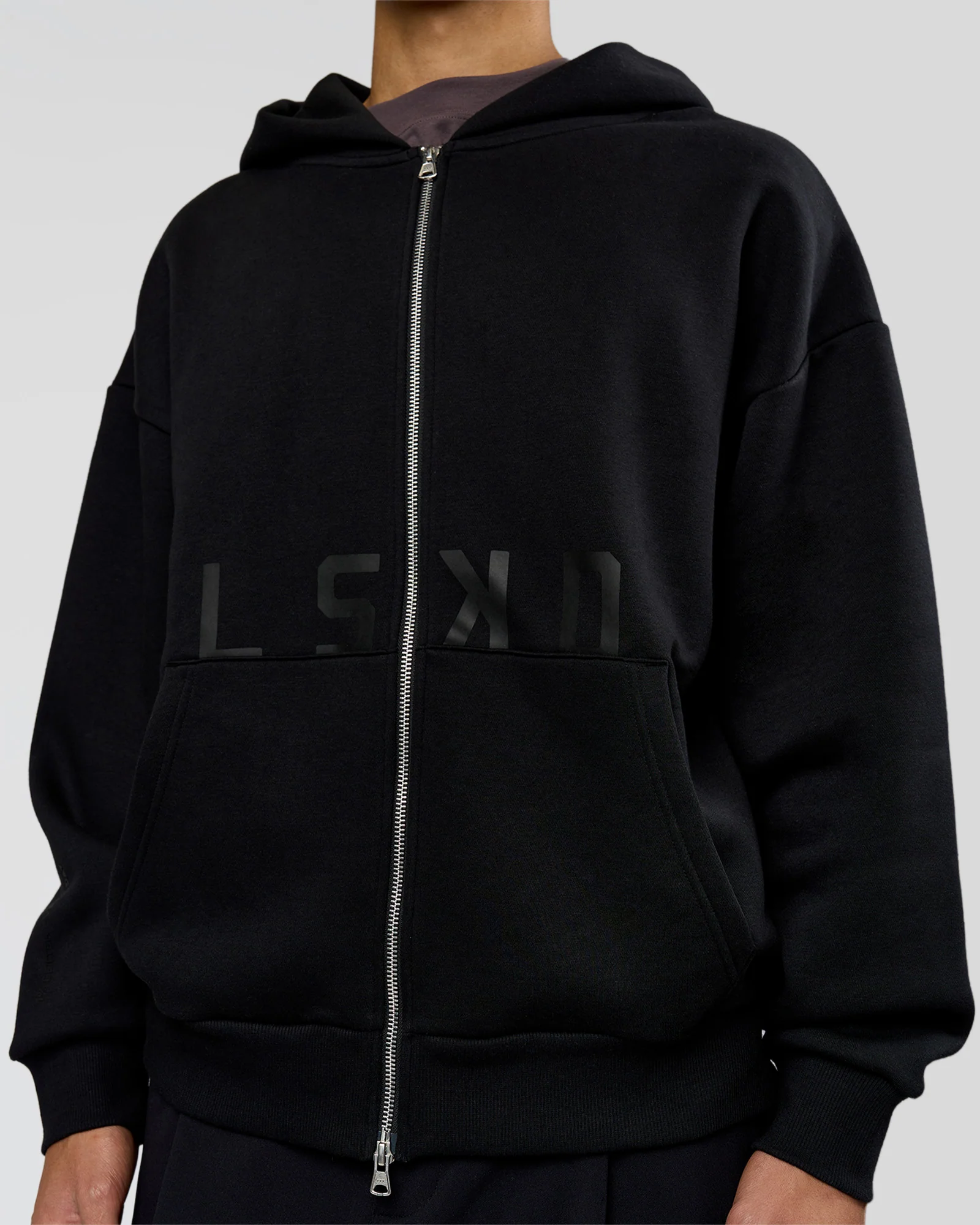 2223-shadow-mode-oversized-zip-through-hoodie-black-4.webp Shadow Mode Oversized Zip Through Hoodie - Black