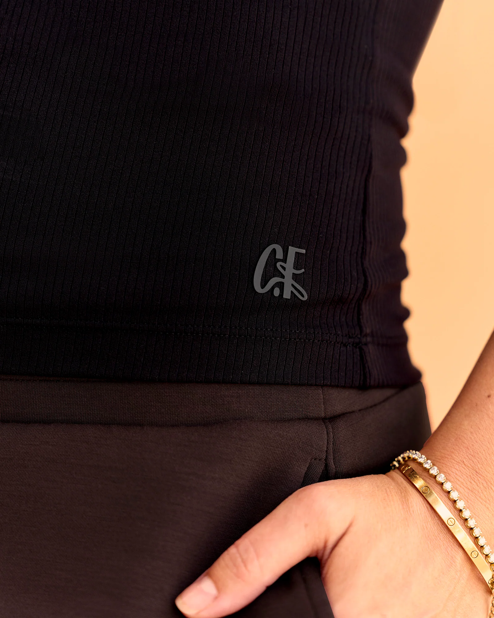 CF Move Through It Rib Tank - Black