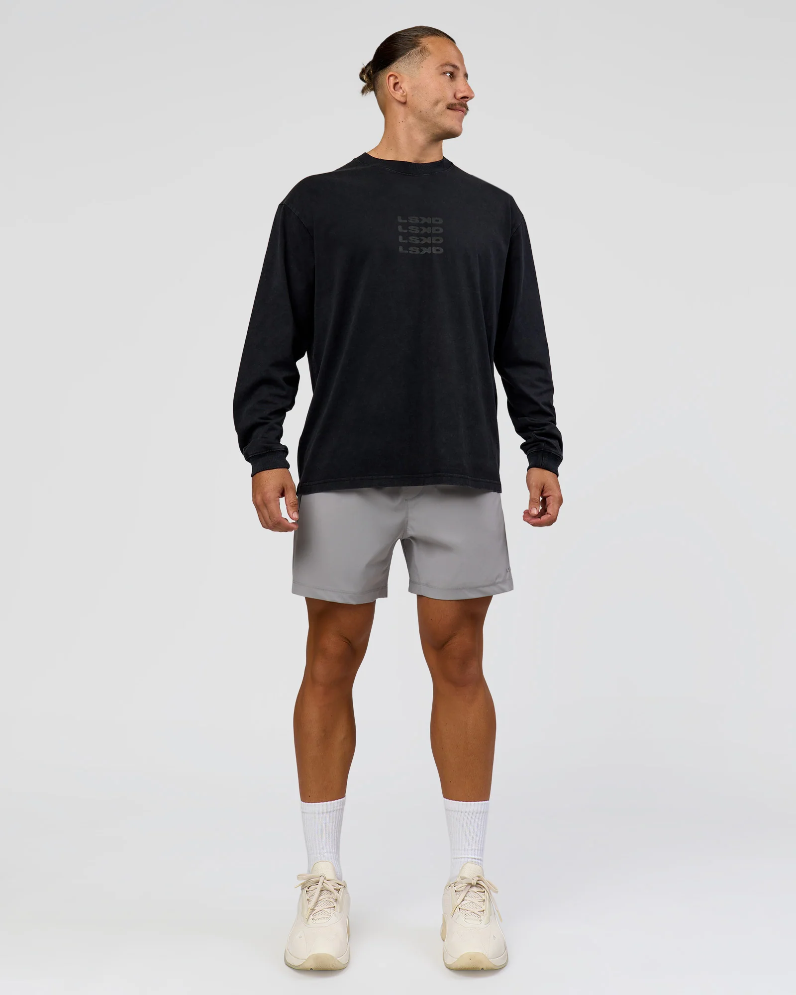 Move Fast Heavyweight Oversized Long Sleeve Tee - Black Washed