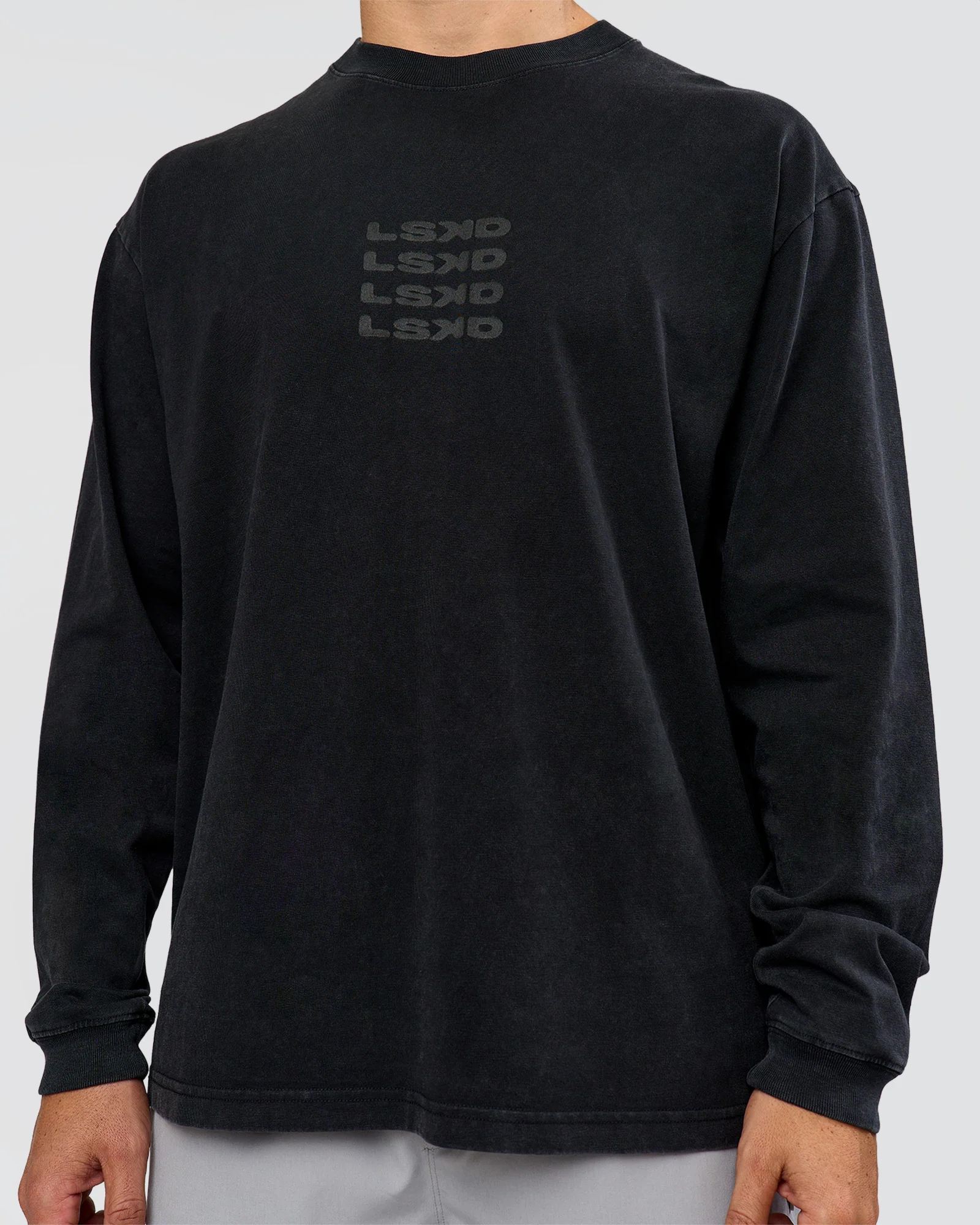 Move Fast Heavyweight Oversized Long Sleeve Tee - Black Washed